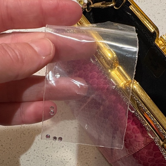 Chic Pink Snakeskin Clutch with Gold Chain - Picture 7 of 7